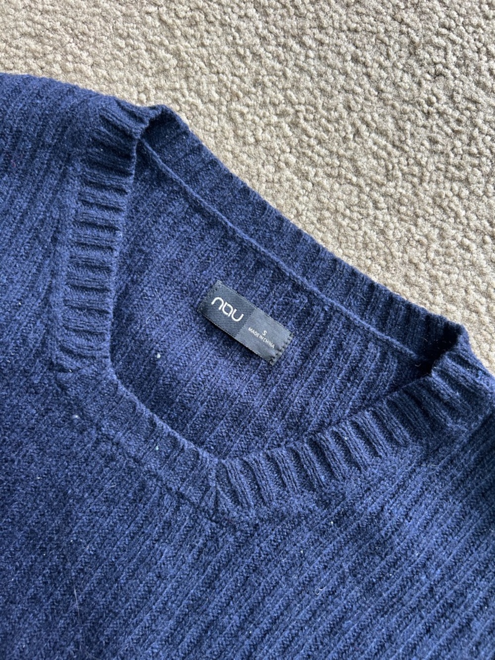 Navy Ribbed Knit Sweater - Picture 3 of 3